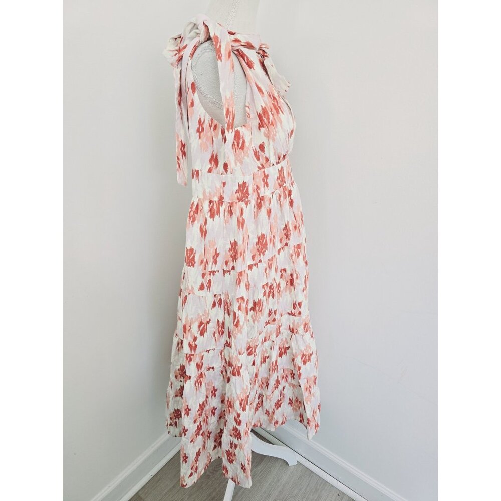 House of Harlow 1960 Linen Blend Midi Maxi Tiered Cottagecore Sleeveless Dress M - Picture 6 of 15